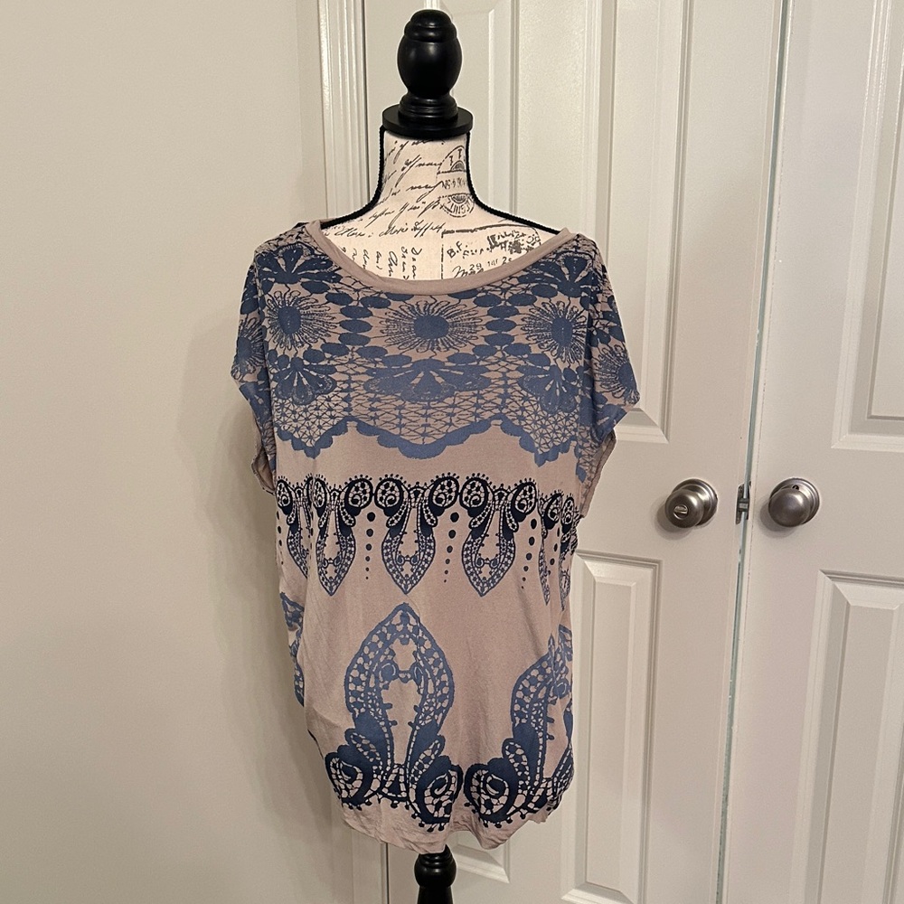 3.1 Phillip Lim Blue and Cream Floral Mini Dress or Blouse